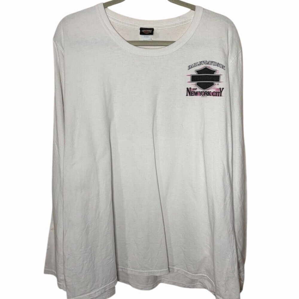 Harley-Davidson T-Shirt Womens 2XL White New York City Graphic Long Sleeve